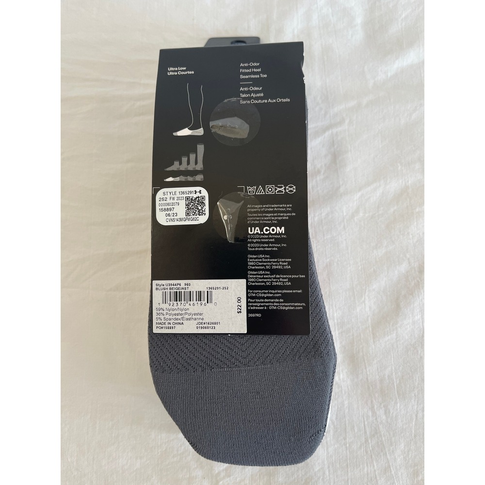 Under Armour UA Breathe Lite 6 Pack Womens Ultra Low No Show Socks Blush 1365291 - Picture 3 of 3
